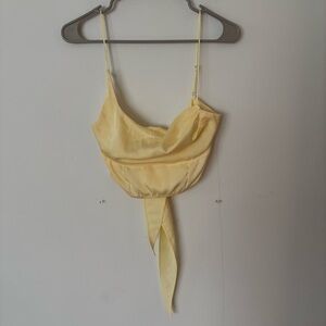urban outfitters out from under yellow silk satin cowl neck corset crop tank top